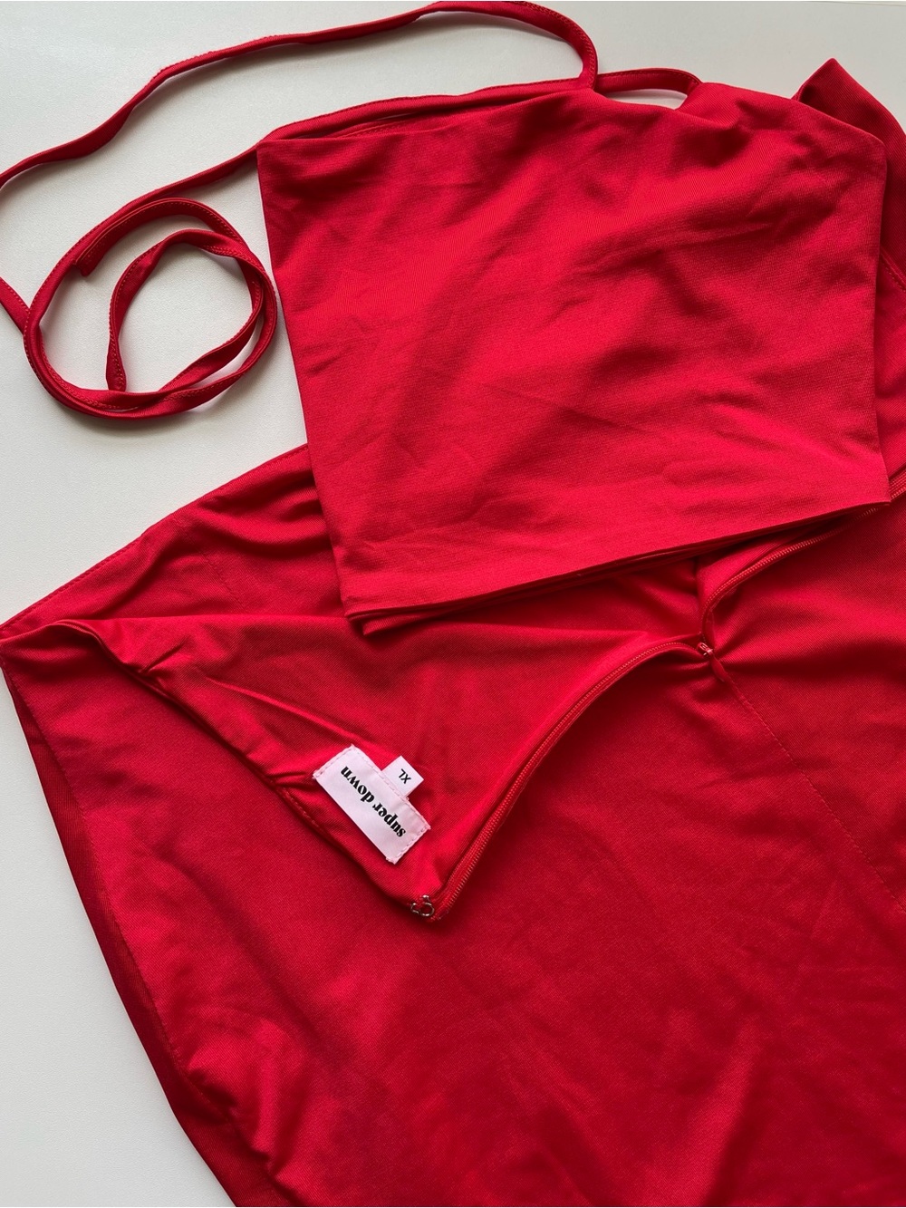 Superdown by Draya red halter crop top and skirt set